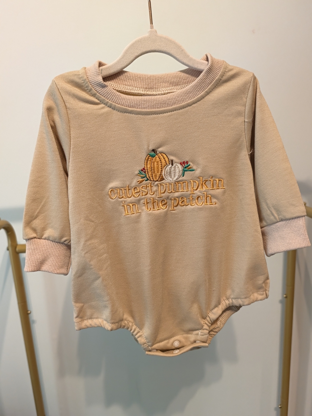 Cutest Pumpkin in the Patch Beige Baby One-Piece